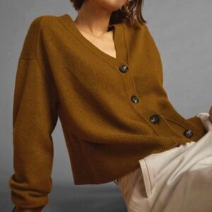 EVERLANE The Cashmere Cardigan Golden Size XS Chic Feminine Preppy Retro Y2K